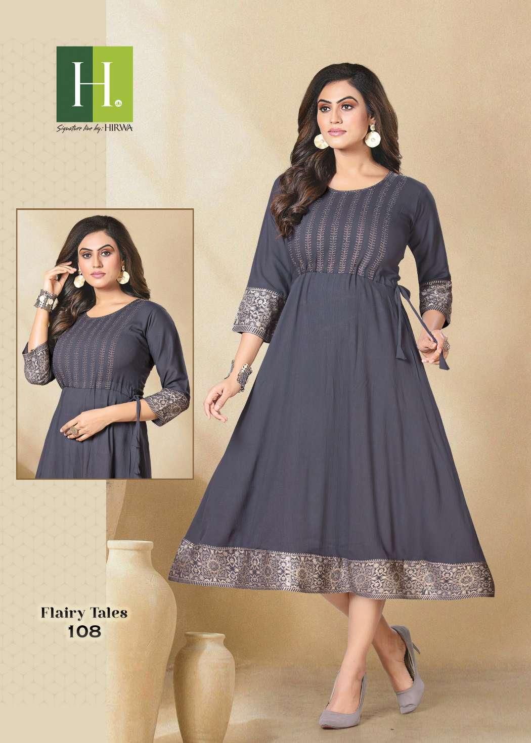 Hirwa Flairy Tales New Latest Designer Rayon Fancy Wear Kurti Collection